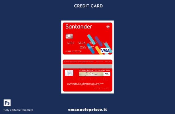 modello di carta visto USA Santander Bank in stile verificato